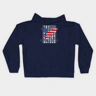 Patriotic American Flag Typography Vintage T-Shirt for Men, Women & Kids" Kids Hoodie